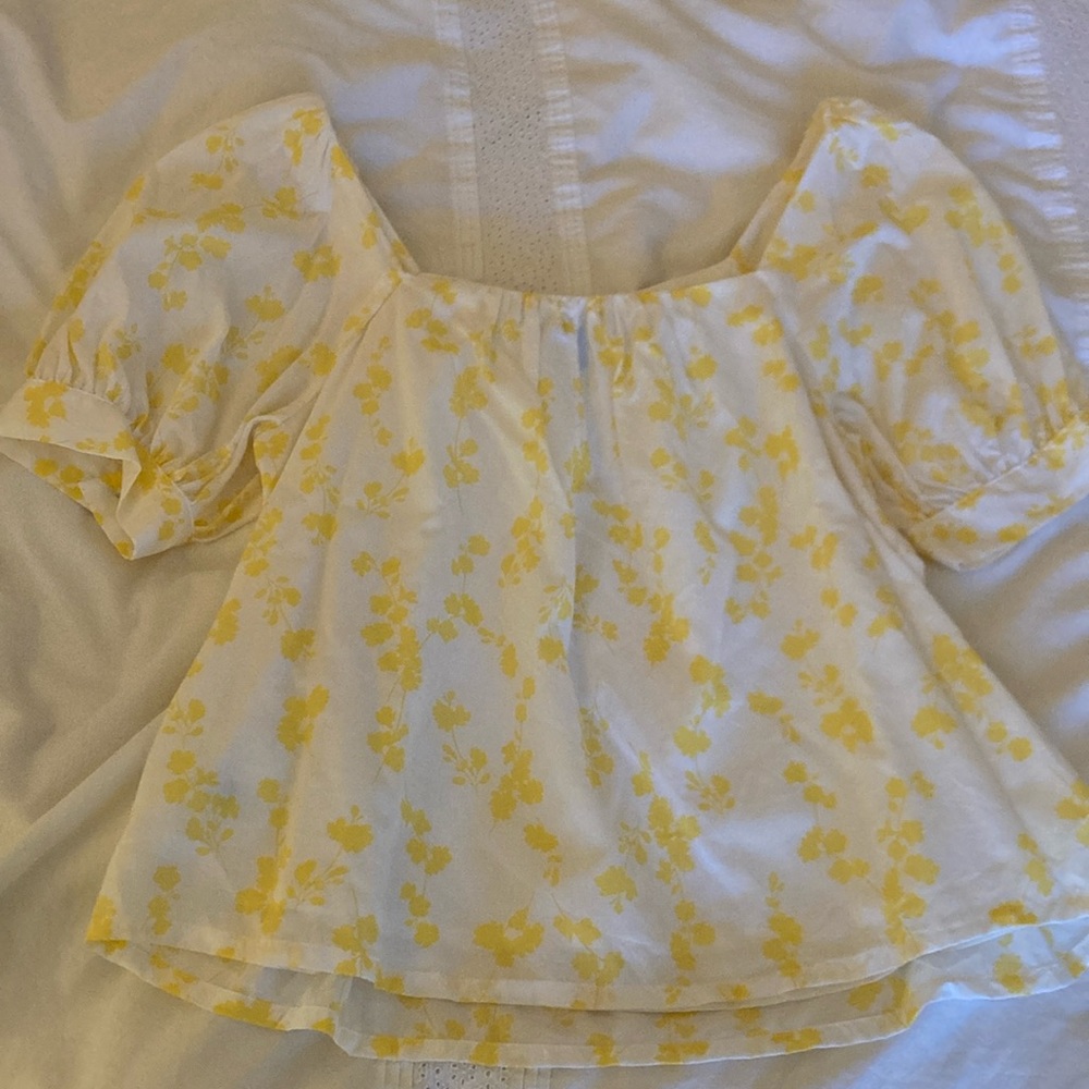 ANN TAYLOR White and Yellow Blouse